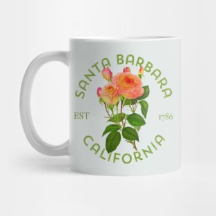 Santa Barbara California Vintage Rose Botanical Illustration Mug